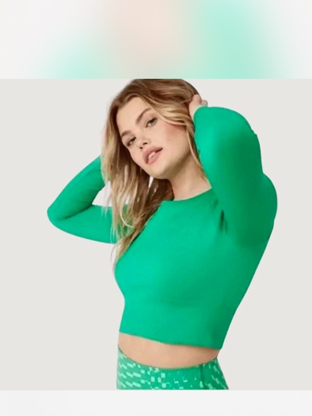 aerie Green Cropped Long-Sleeve Tee NWOT